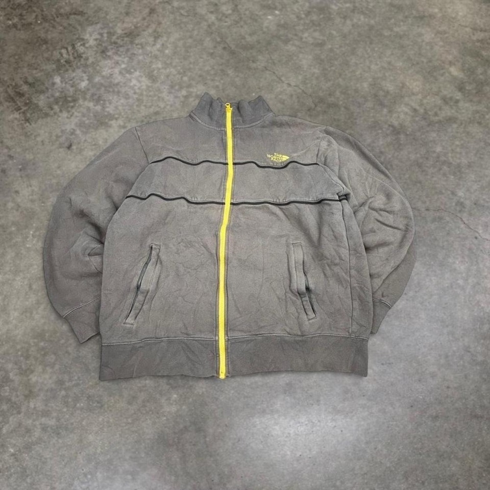 The North Face Full Zip Jacket Brown Yellow‎ Zipper Y2K Outdoor Techwear Coat